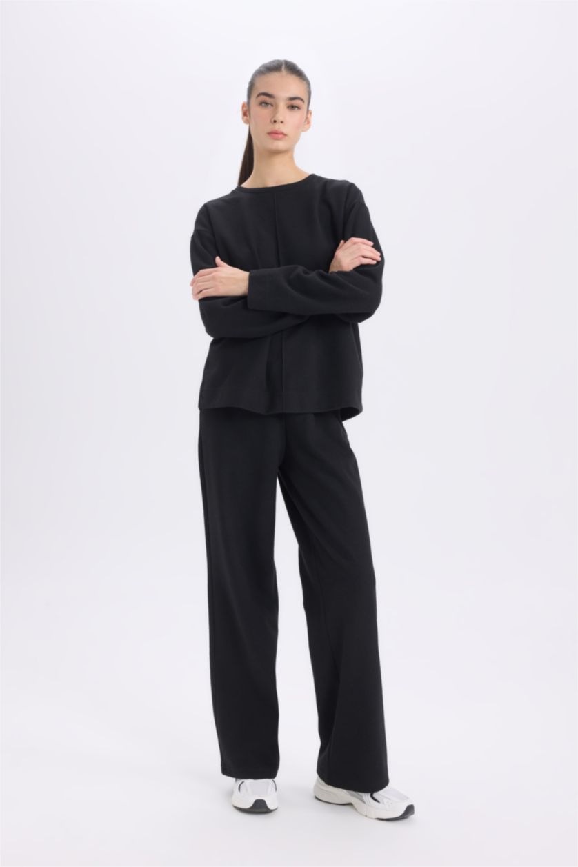 نساء أسود سيت سادة بيزك ردن طويل ورجل واسع - قطعتين