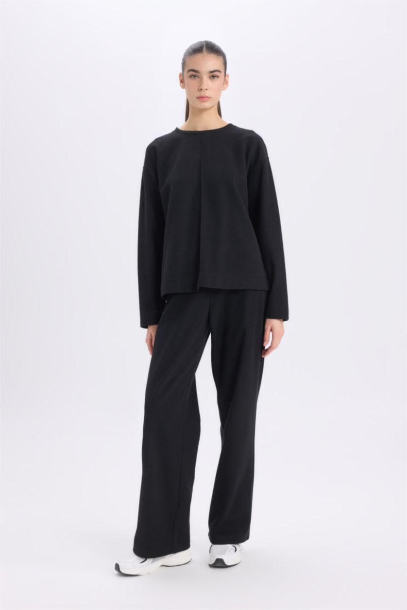 نساء أسود سيت سادة بيزك ردن طويل ورجل واسع - قطعتين