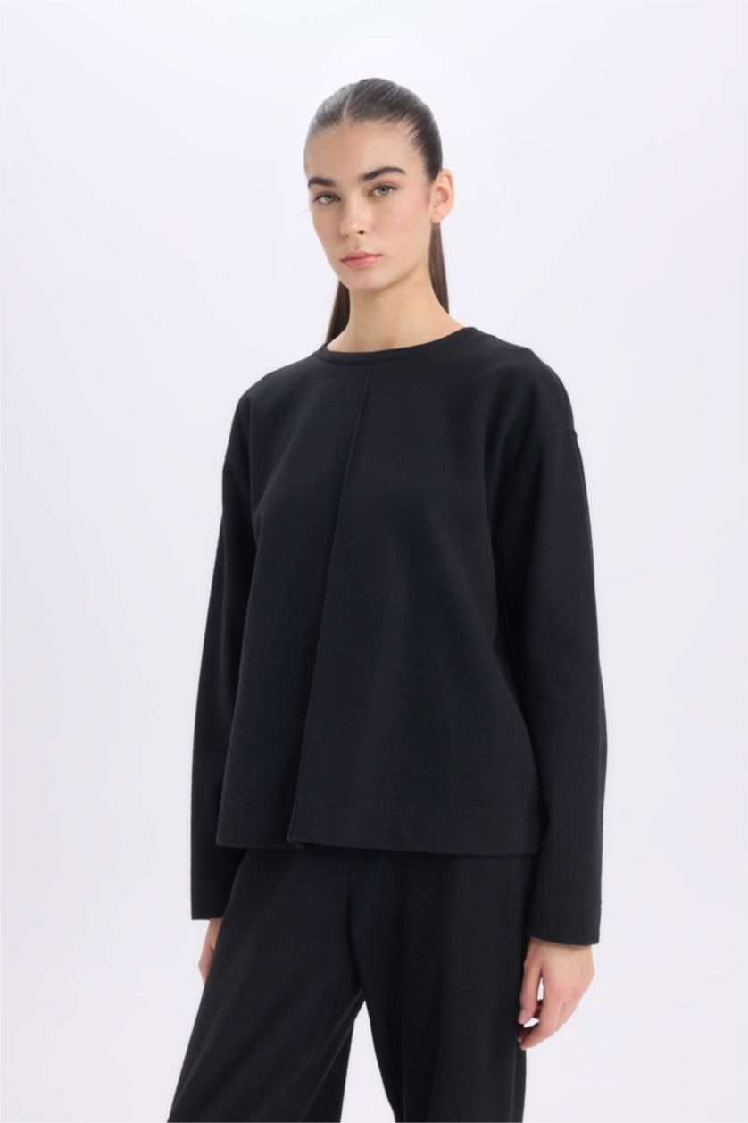 نساء أسود سيت سادة بيزك ردن طويل ورجل واسع - قطعتين