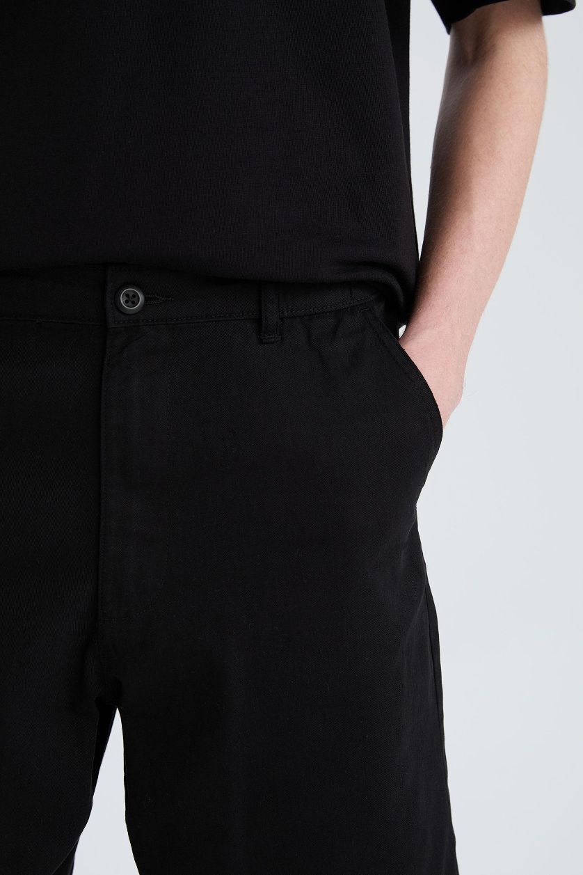 رجال أسود شورت برمودا من قطن قصة عادية