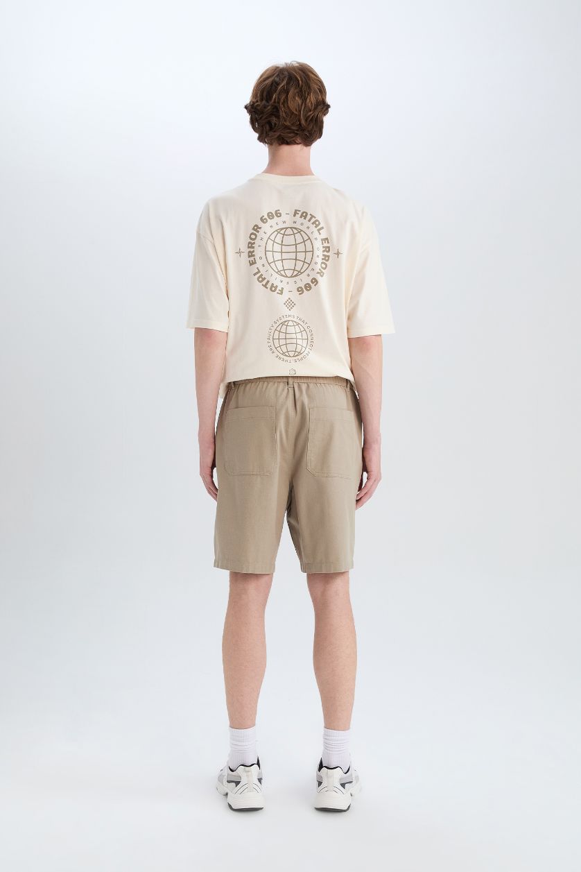 Мужчины Светлый хаки Regular Fit Хлопковые бермуды