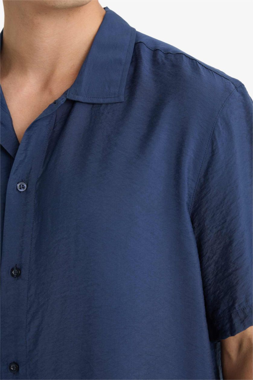 رجال كحلي قميص بولو نص ردن ايروبين قصة مريحة