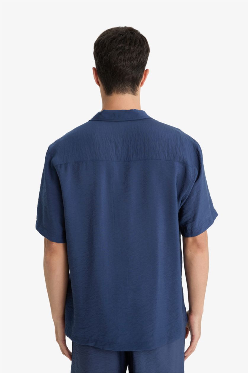 رجال كحلي قميص بولو نص ردن ايروبين قصة مريحة