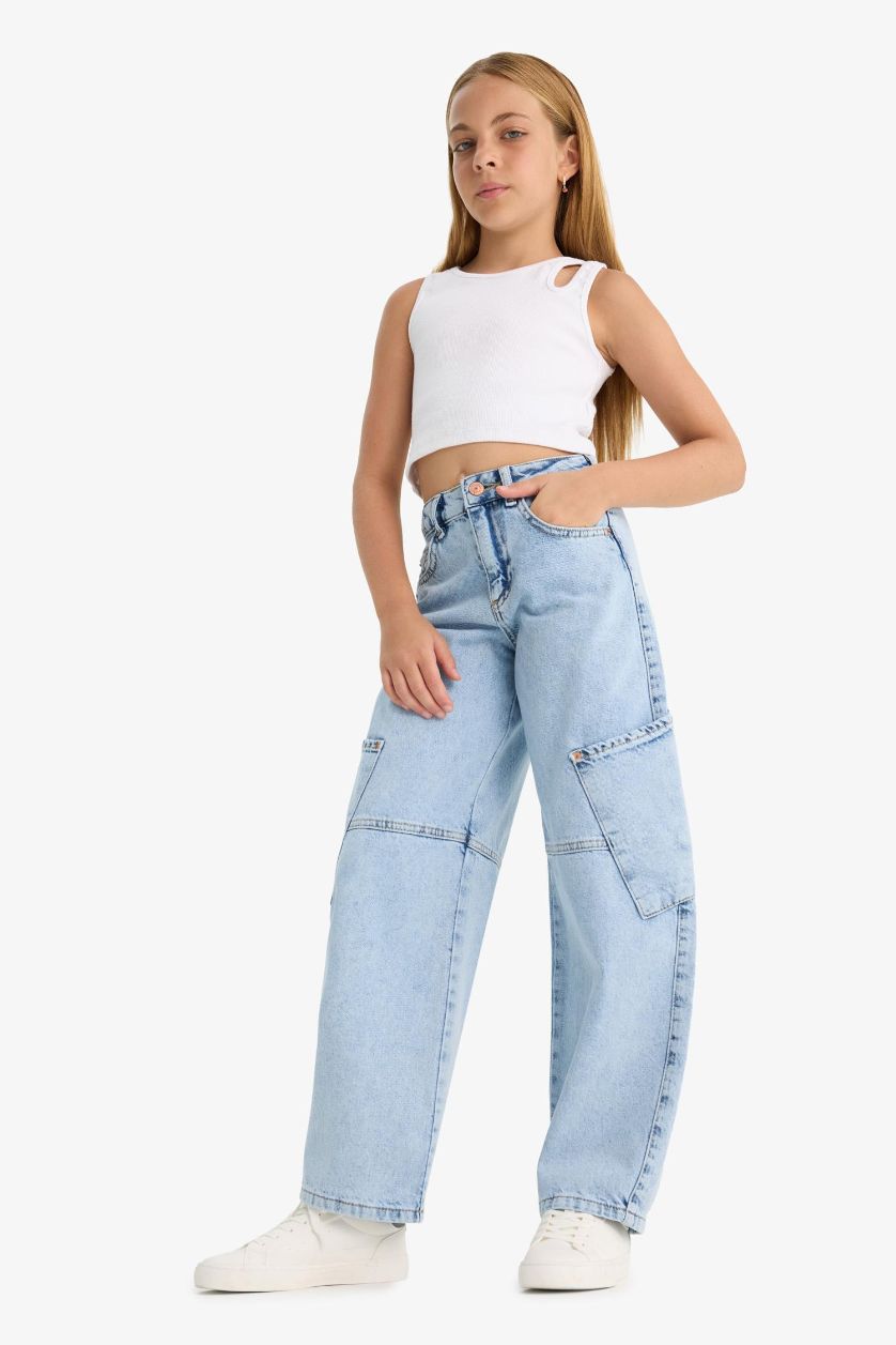 Girls & Teens Ice Blue Girl Baggy Fit Jogger Leg Jeans