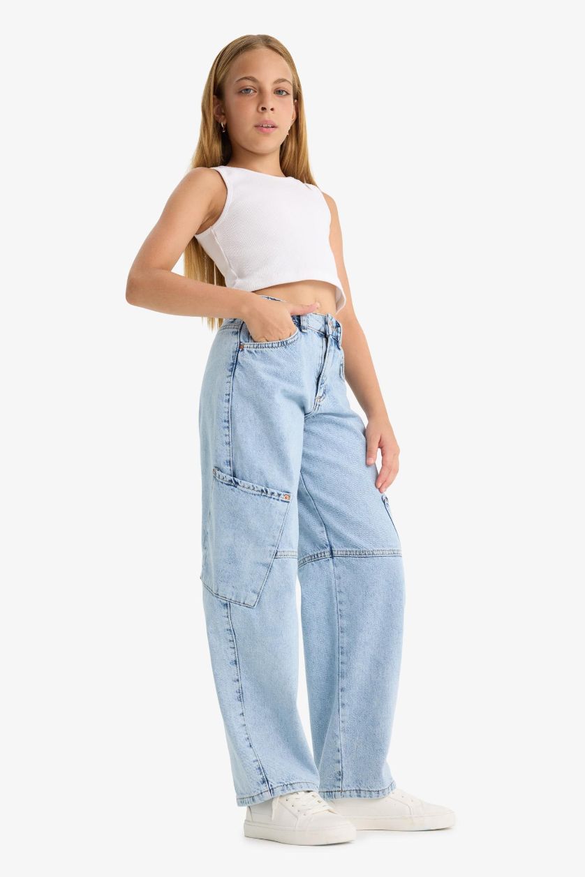Girls & Teens Ice Blue Girl Baggy Fit Jogger Leg Jeans