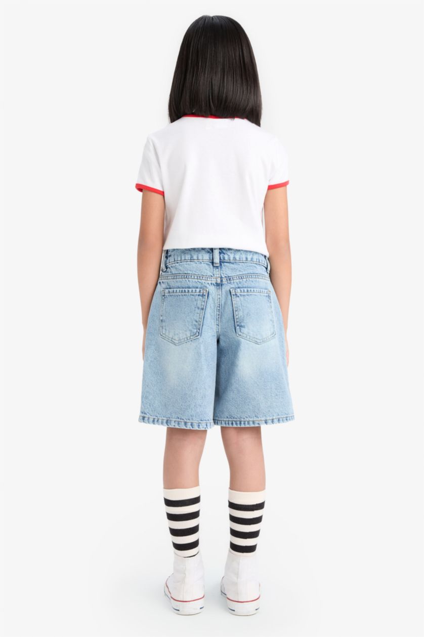 Kız Çocuk - Genç Kız Açık Mavi Jean Şort Kız Çocuk