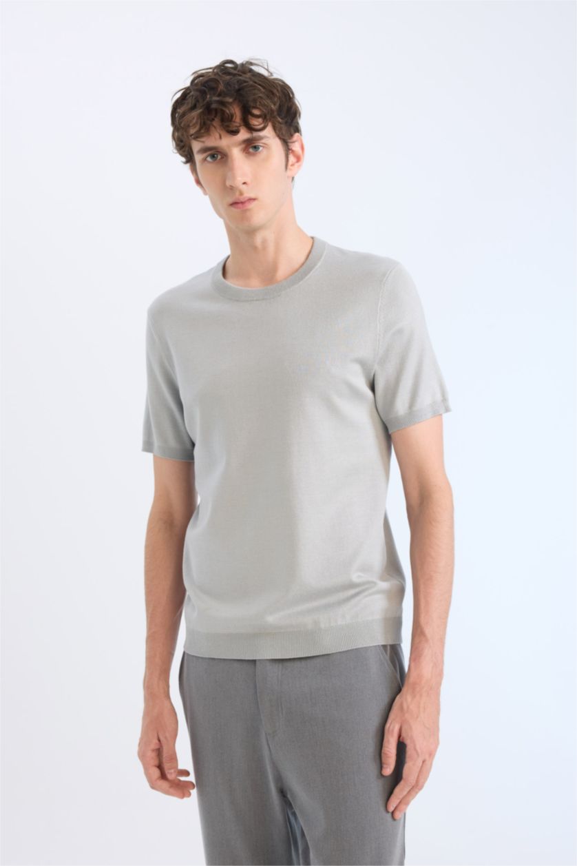 Ерлер Жалбыз дөңгелек жаға трикотаж Футболка