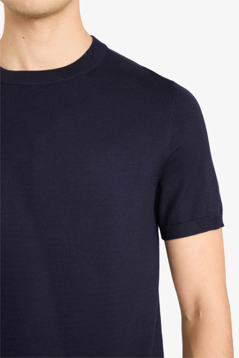 Мужчины Синий Трикотажная футболка Standard Fit с круглым вырезом и коротким рукавом