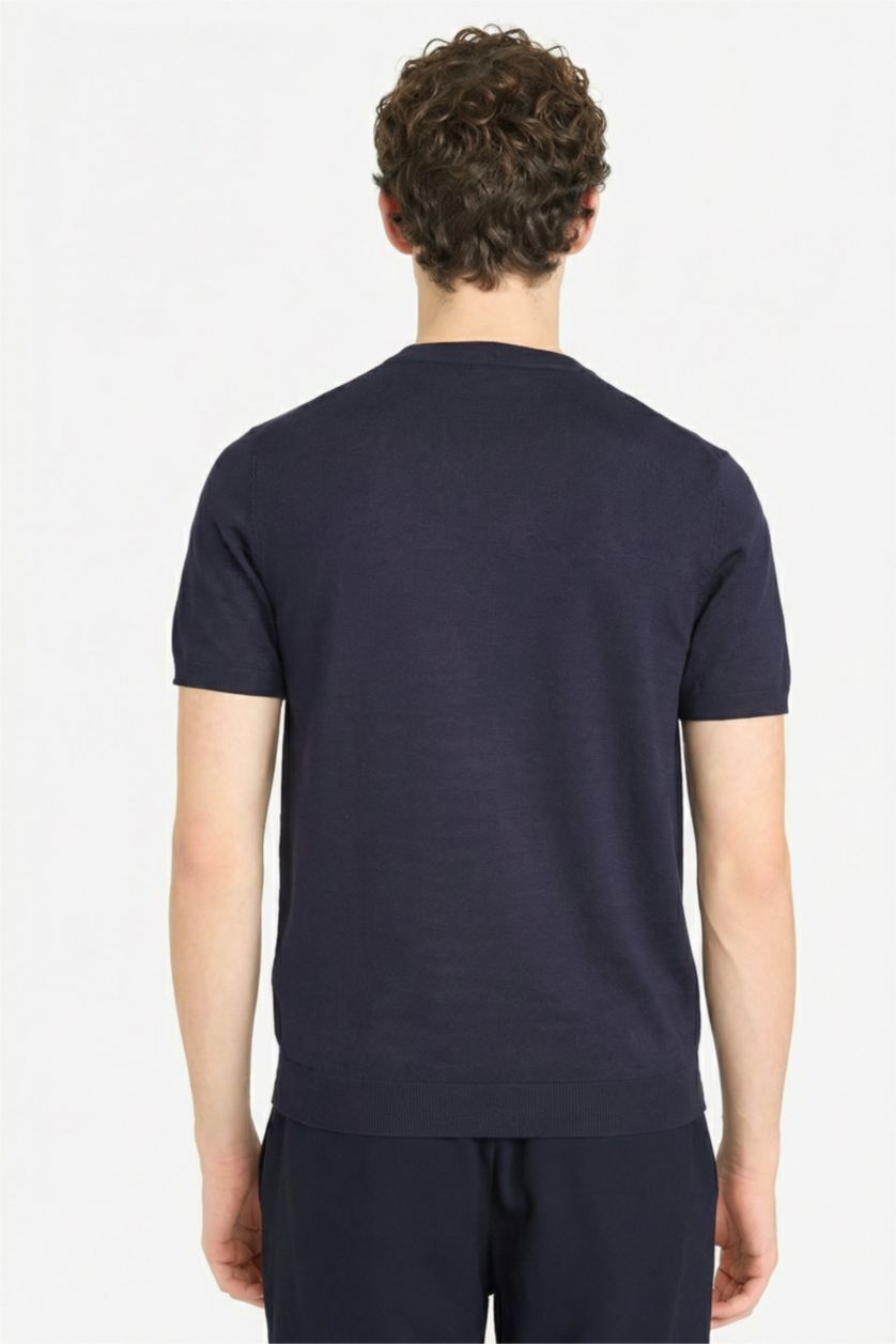 Мужчины Синий Трикотажная футболка Standard Fit с круглым вырезом и коротким рукавом