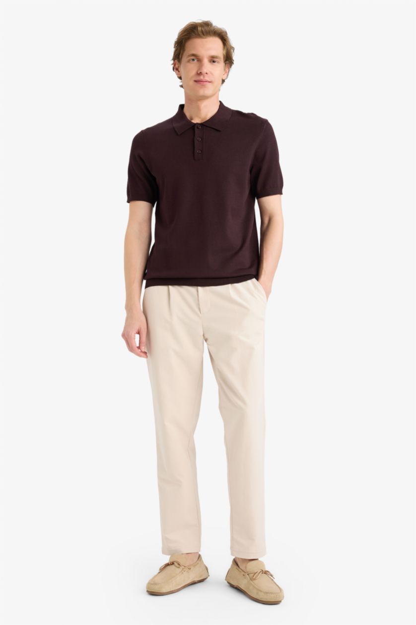 MAN Cinnamon Standard Fit Short Sleeves Knit Polo T-shirt