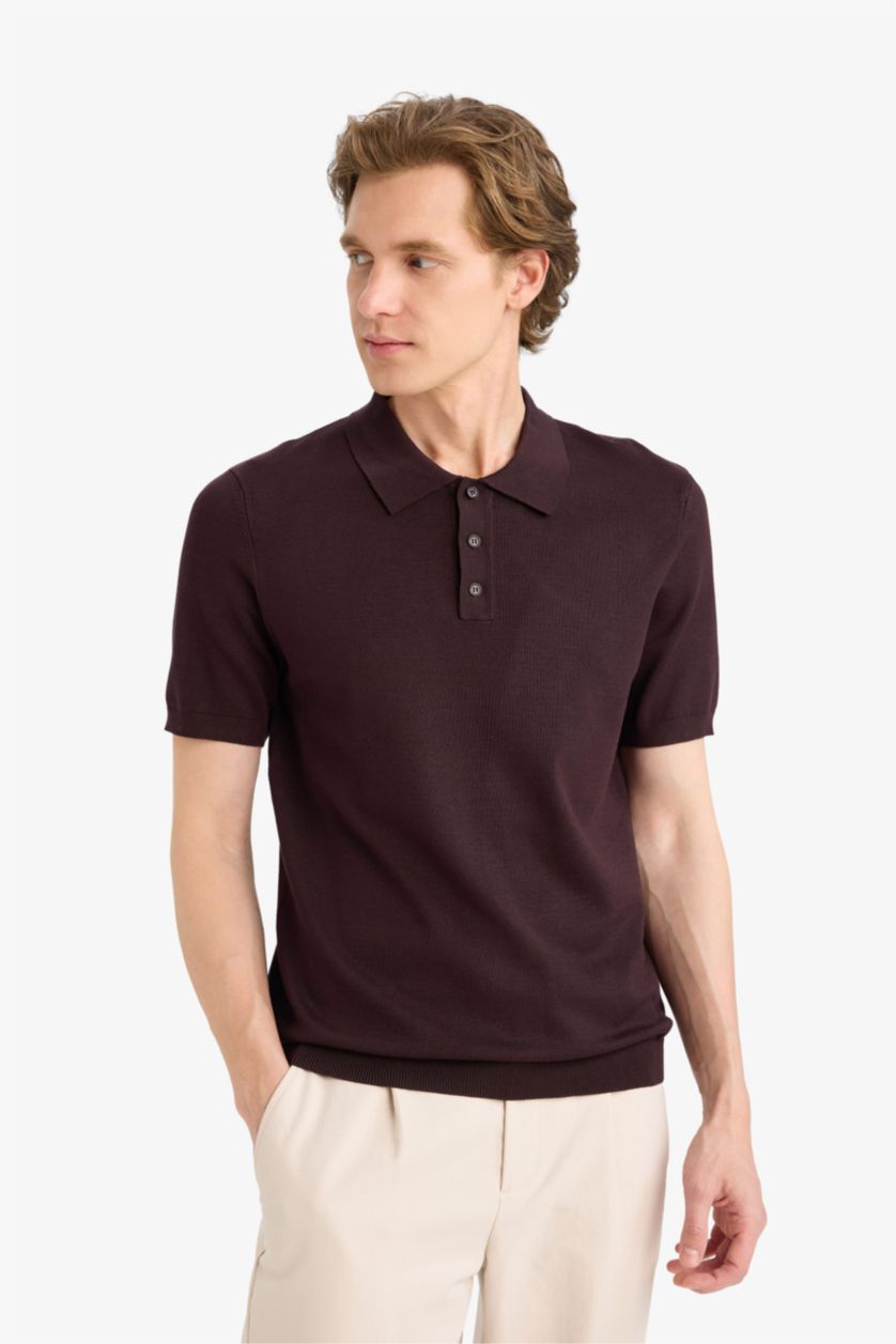 MAN Cinnamon Standard Fit Short Sleeves Knit Polo T-shirt