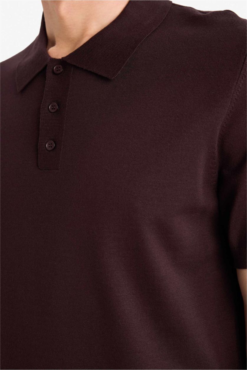 MAN Cinnamon Standard Fit Short Sleeves Knit Polo T-shirt