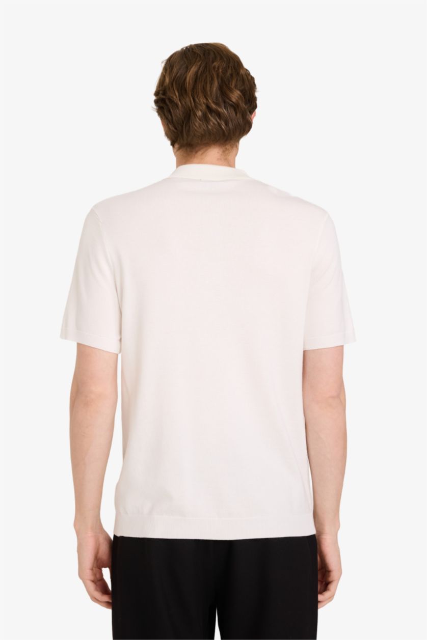 MAN White Standard Fit Short Sleeves Knit Polo T-shirt