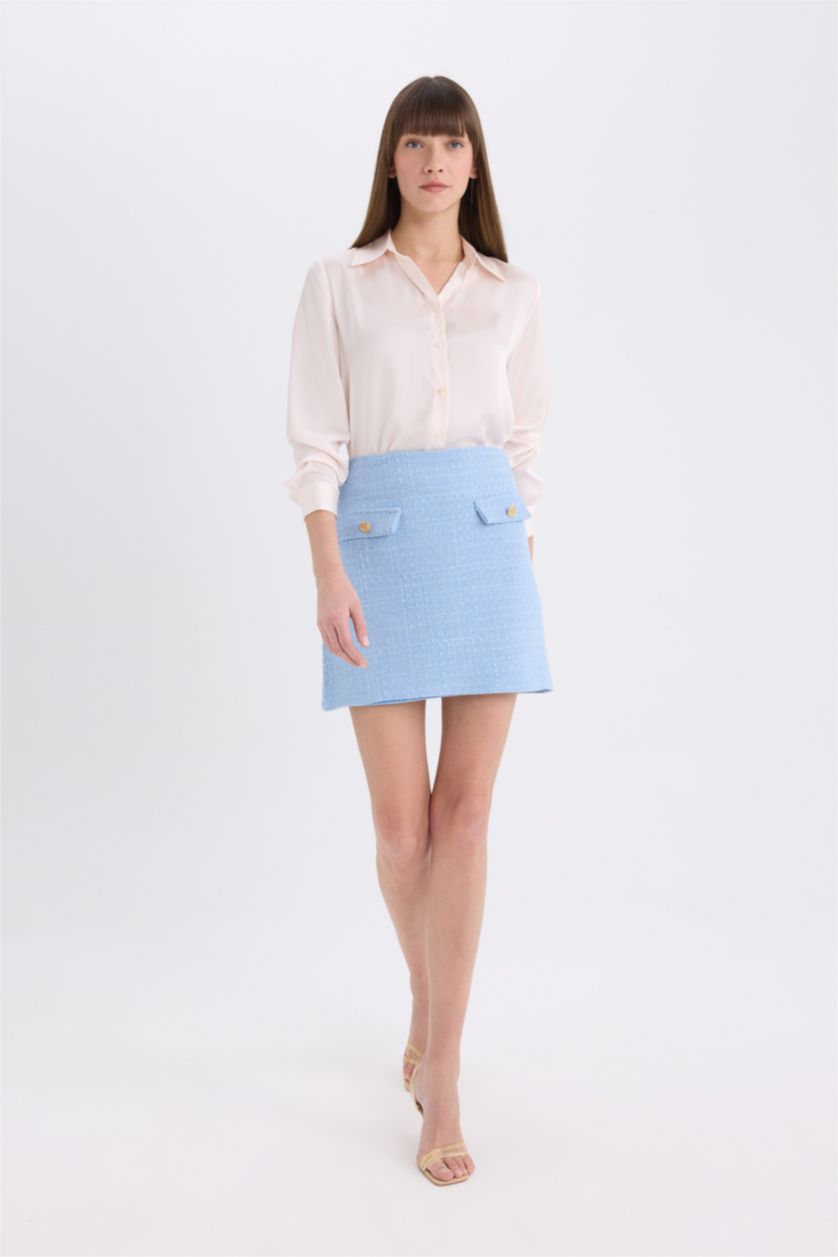 Kadın Ekru Regular Fıt Saten