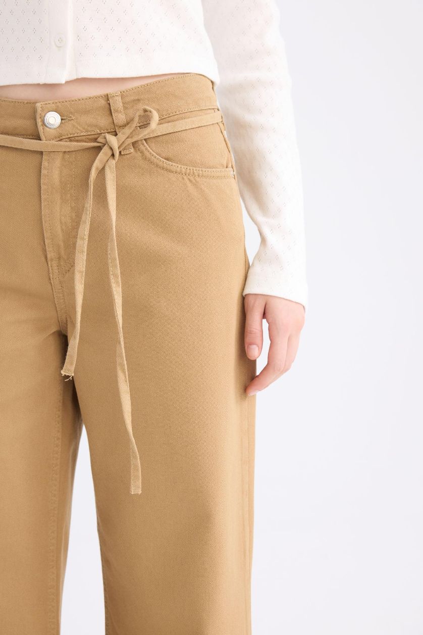 نساء جملي بنطرون جبردين برجل واسع وخصر عالي