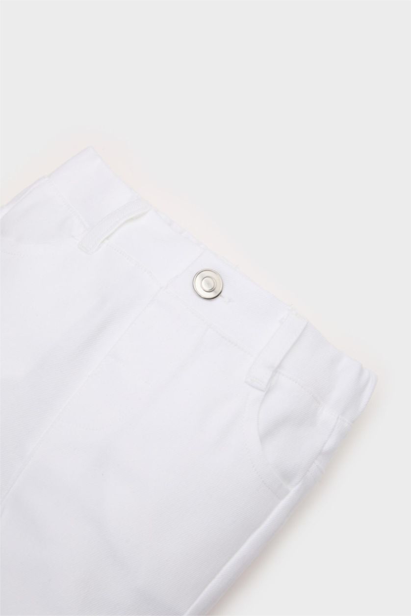 Kız Bebek Beyaz Flare Fit İspanyol Paça Gabardin Pantolon Kız Bebek