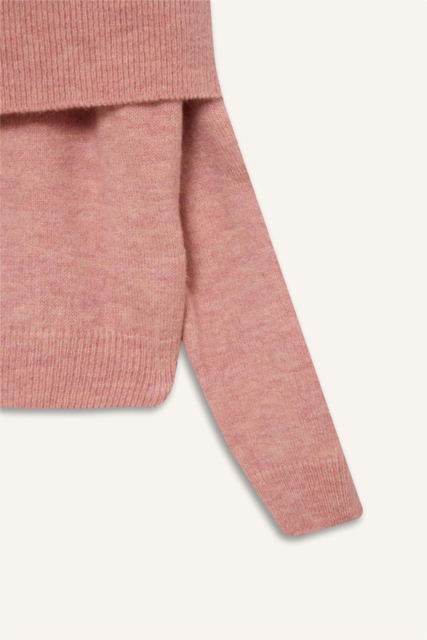 WOMAN Light Pink Oversize Fit Off Shoulder Pullover