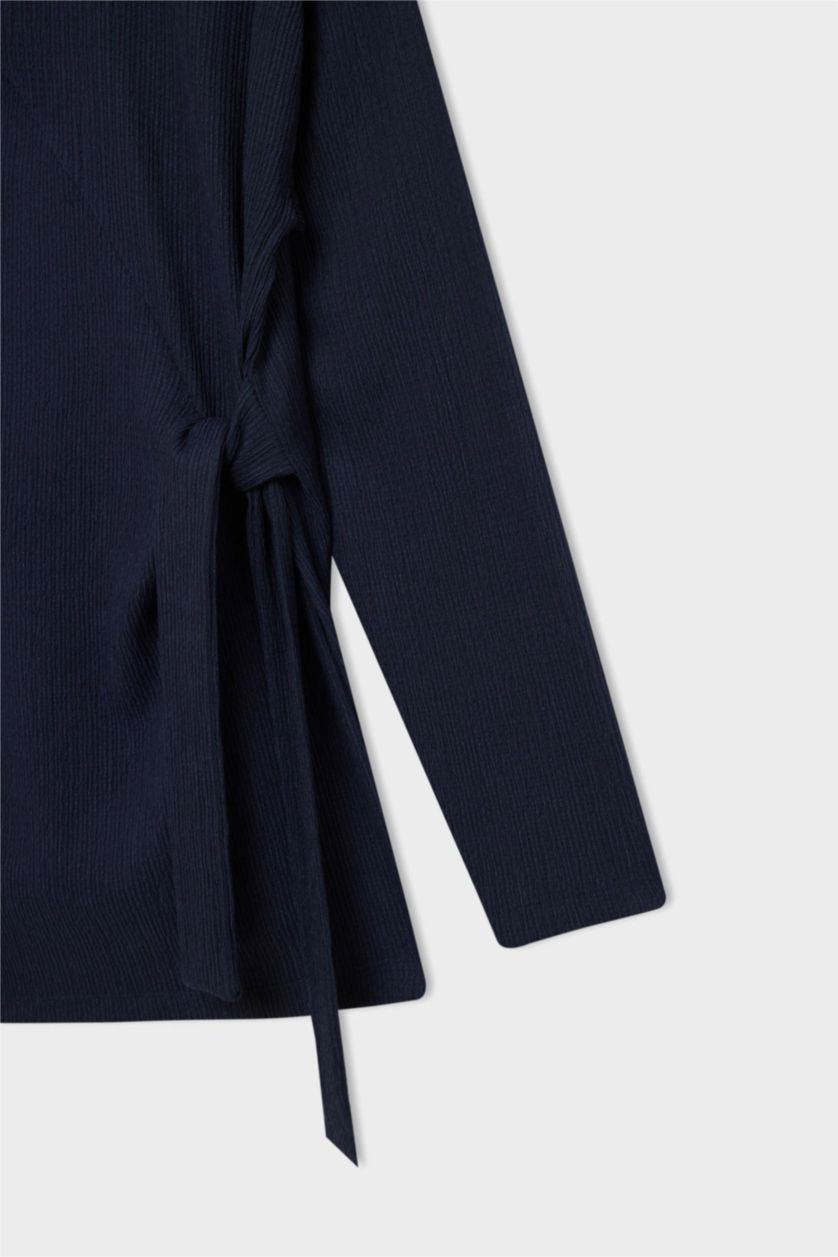 FEMME Marin T-Shirt à Manches Longues en tricot Coupe Régulière à Col Rond