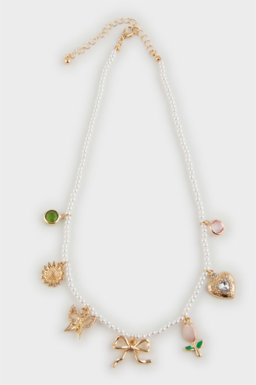 Kadın Beyaz Kadın İncili Gold Kolye