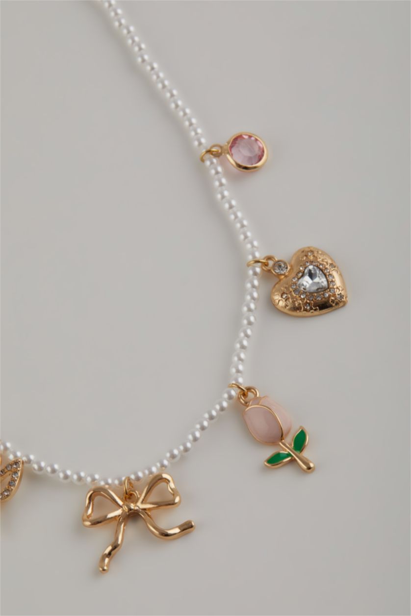 Kadın Beyaz Kadın İncili Gold Kolye