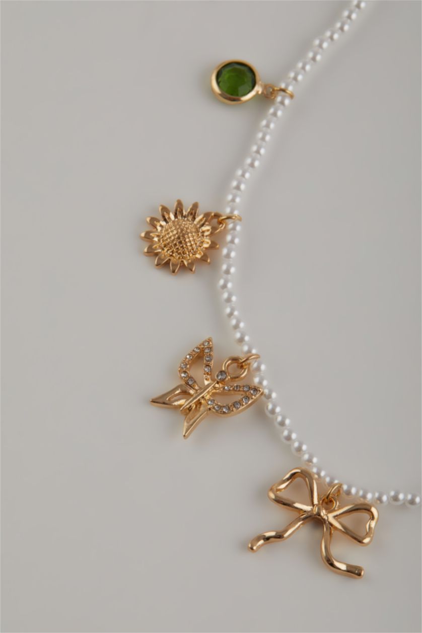 Kadın Beyaz Kadın İncili Gold Kolye