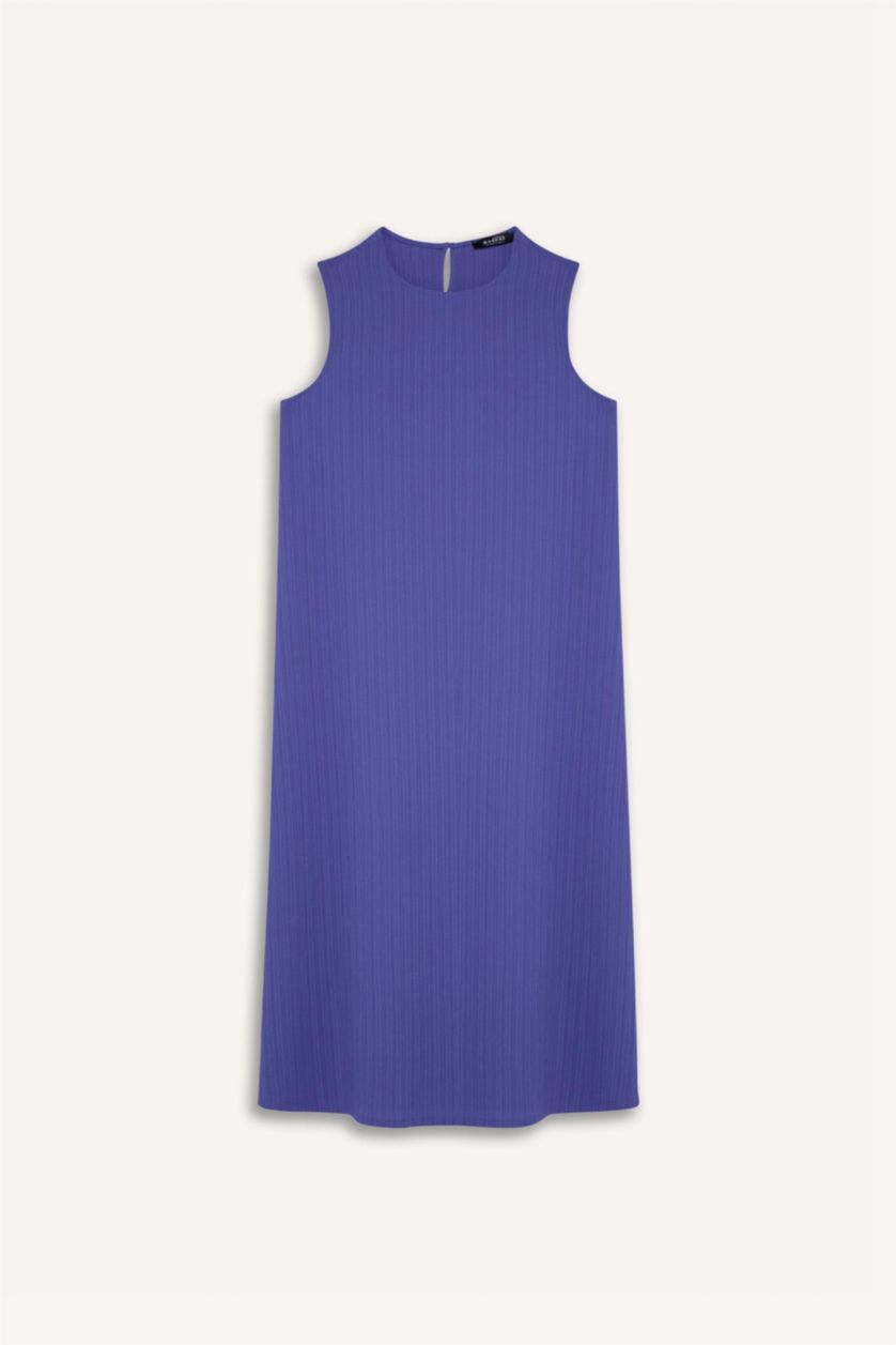 Kadın Saks 	Relax Fit Şal Yaka Krinkıl Kumaş Uzun Kimono