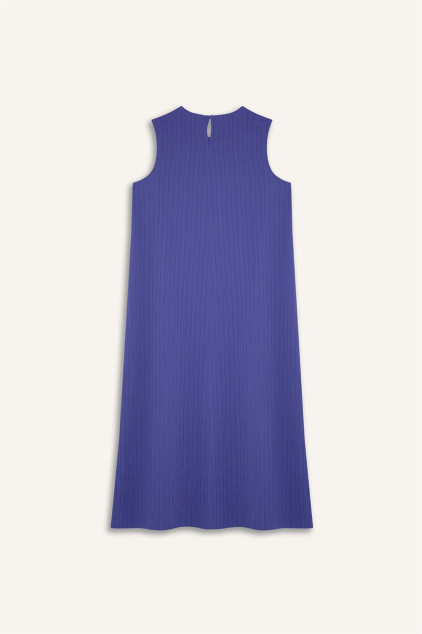 Kadın Saks 	Relax Fit Şal Yaka Krinkıl Kumaş Uzun Kimono