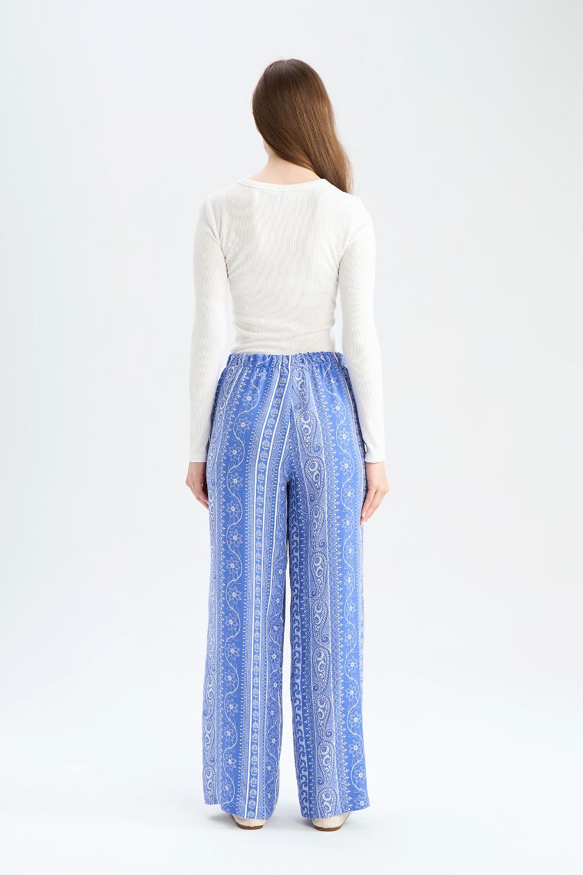 نساء نيلي بنطرون كاجوال فيسكوز برجل واسع وايد ليج