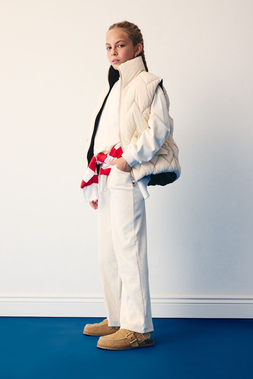 Kız Çocuk - Genç Kız Taş Beli Lastikli Wide Leg Geniş Paça Eşofman Altı Kız Çocuk