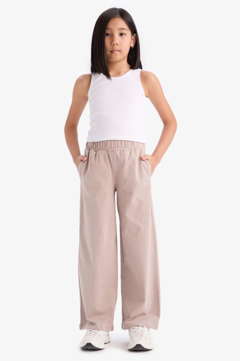 Girls & Teens Stone Girl Elastic Waist Wide Leg Trousers