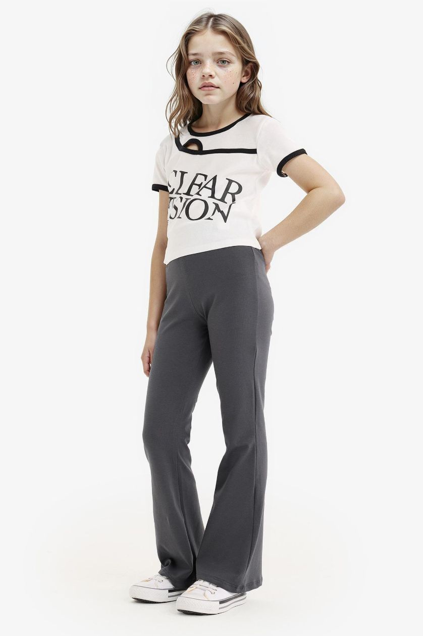 Kız Çocuk - Genç Kız Antrasit İspanyol Paça Tayt Kız Çocuk