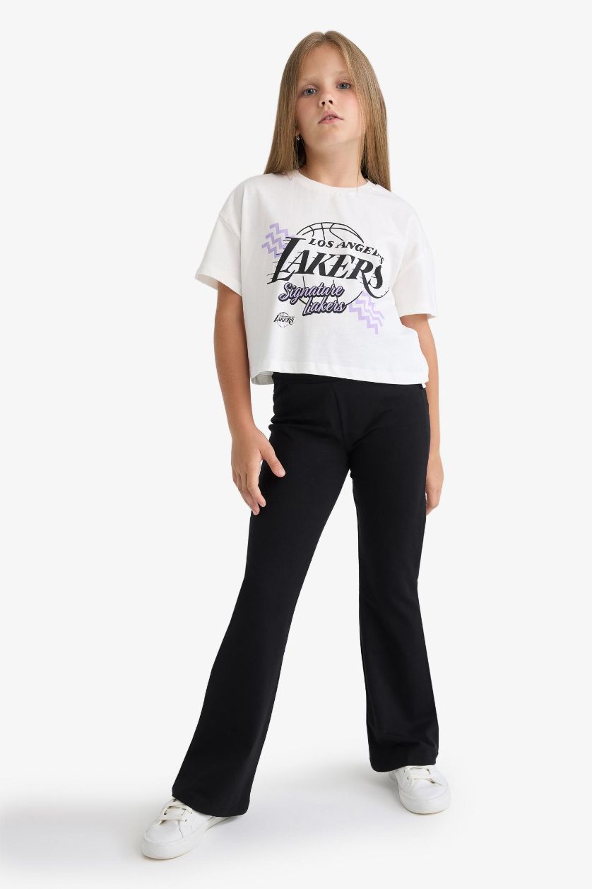 Kız Çocuk - Genç Kız Siyah Basic Düz İspanyol Paça Tayt Kız Çocuk