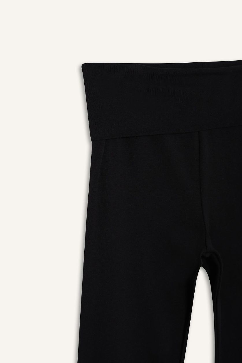 Kız Çocuk - Genç Kız Siyah Basic Düz İspanyol Paça Tayt Kız Çocuk