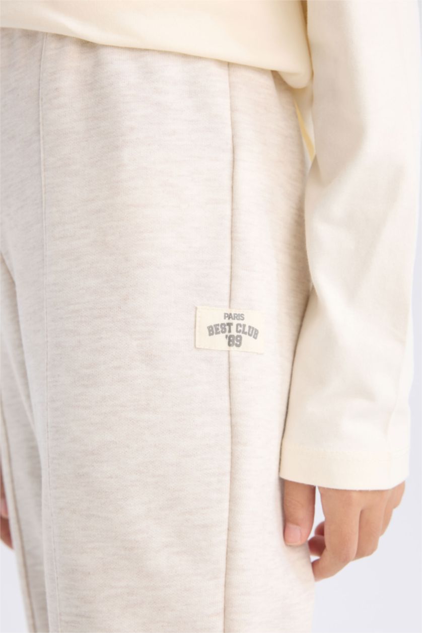 Girls & Teens Beige Melange Girl Elastic Waist Sweatpants