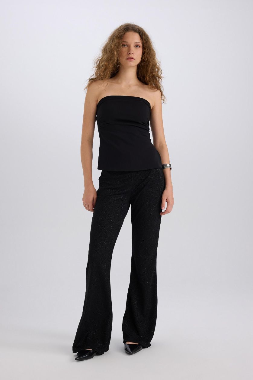 WOMAN Black Flare Regular Hem Trousers