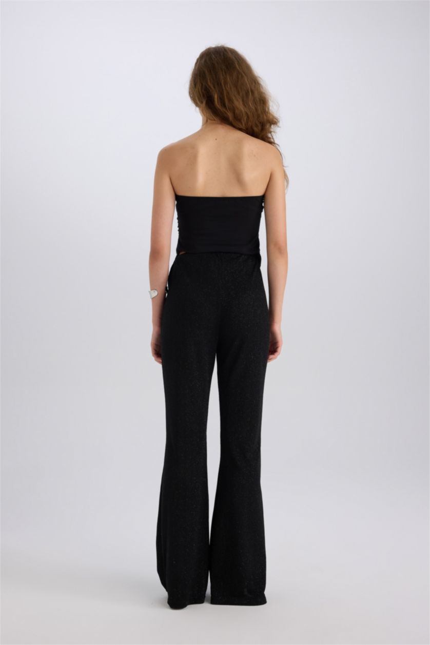 WOMAN Black Flare Regular Hem Trousers