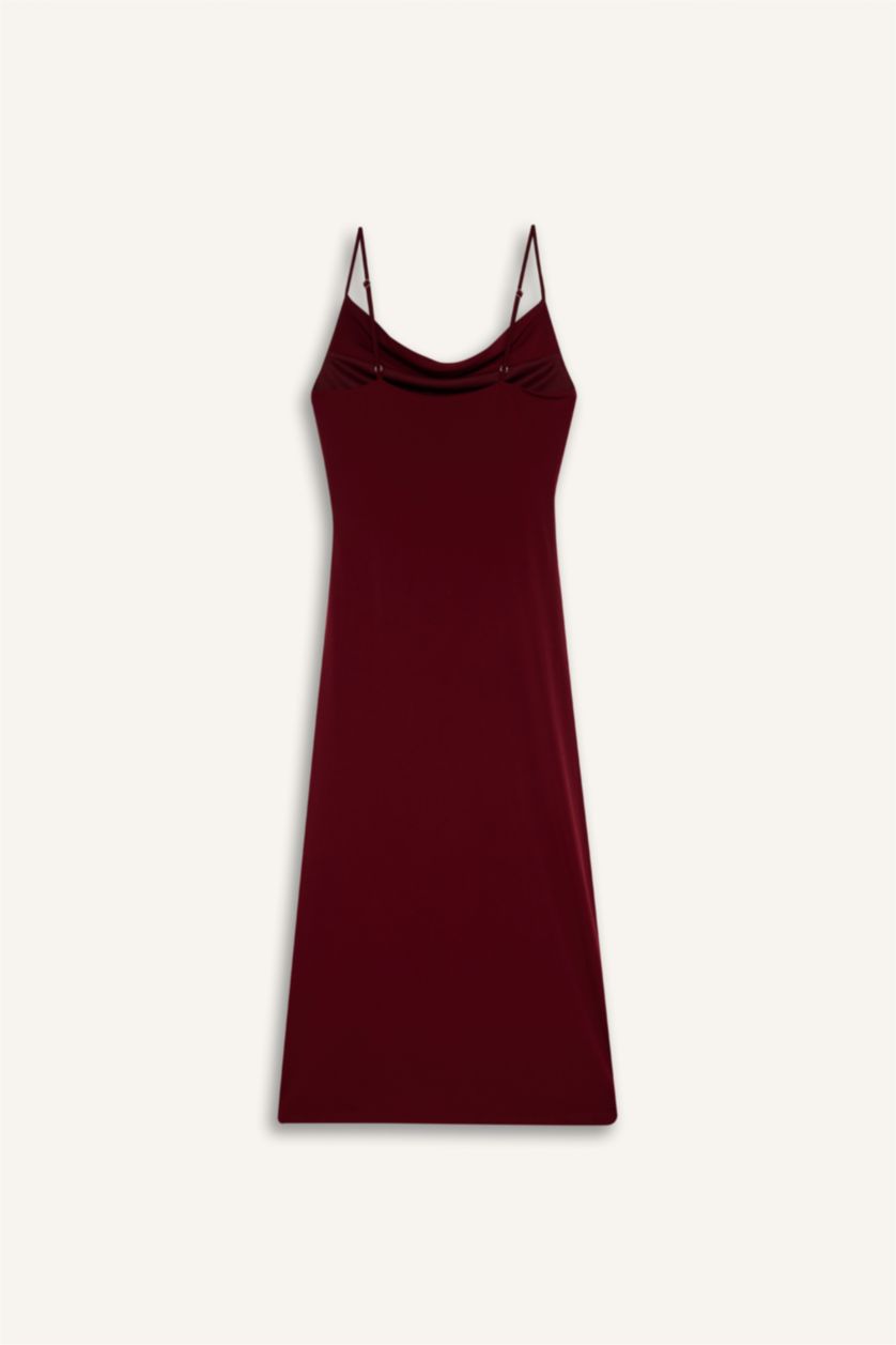 WOMAN Bordeaux Bodycon Body-hugging Cowl Neck Maxi Dress