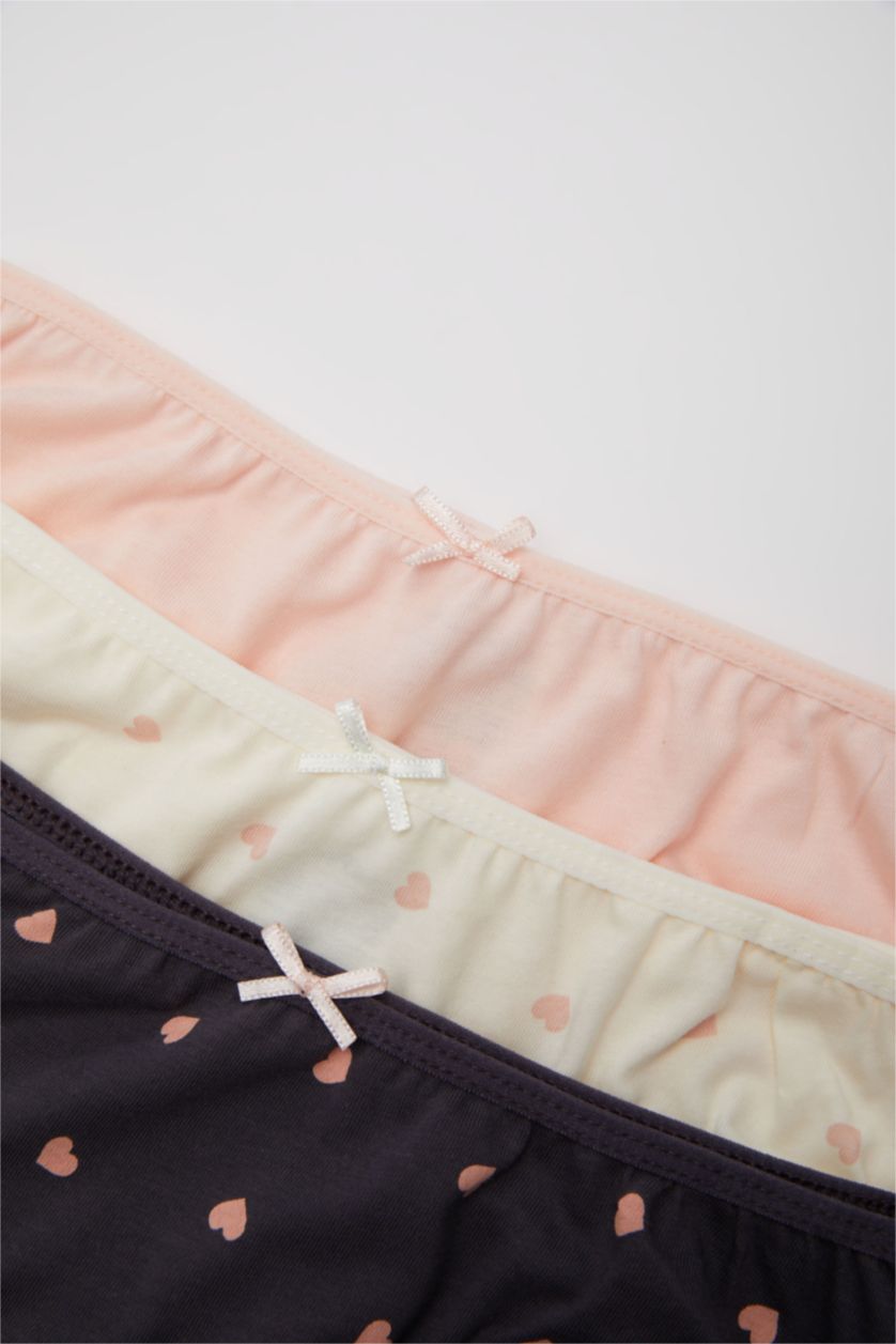 Kız Çocuk - Genç Kız Ekru Desenli 3'lü Slip Külot Kız Çocuk