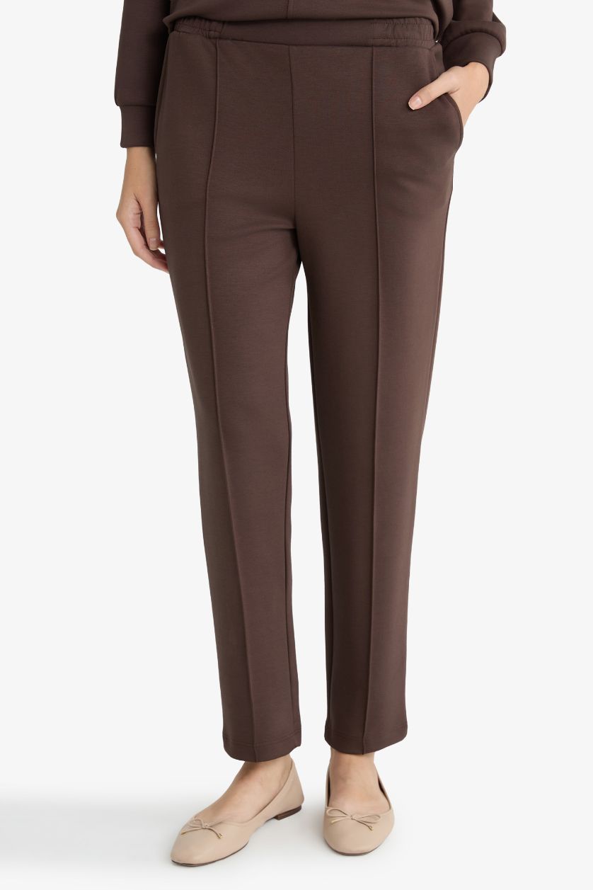 Kadın Kahve Regular Fit Beli Lastikli Eşofman Altı