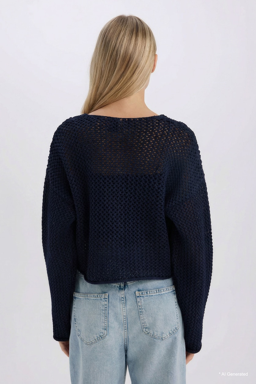 WOMAN NAVY Relax Fit Cardigan