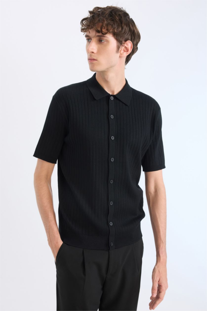 Ерлер қара поло жаға трикотаж Поло 