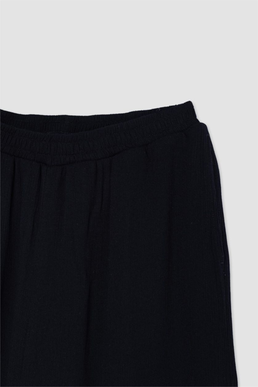 WOMAN Black Elastic Band Wide Leg Trousers