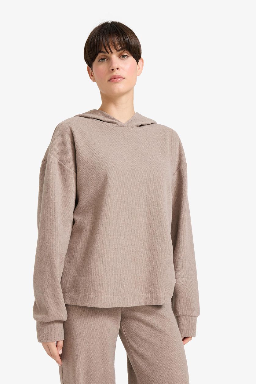 Kadın Taş Relax Fıt Kapüşonlu Sweatshirt