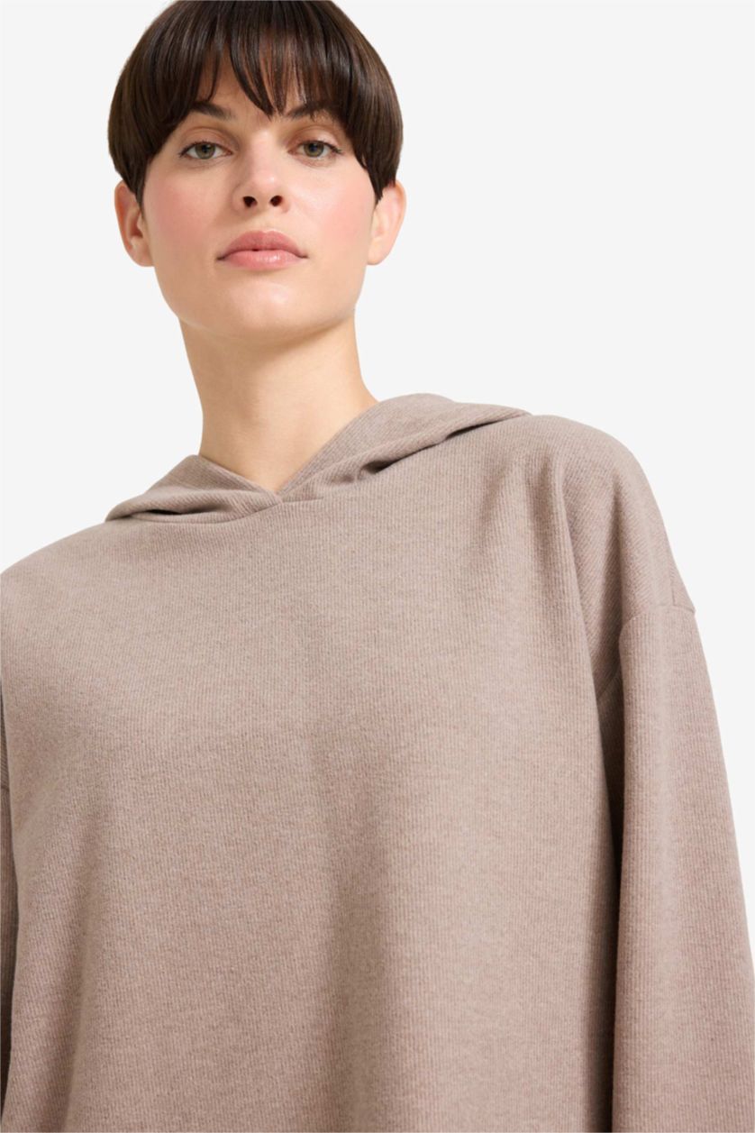 Kadın Taş Relax Fıt Kapüşonlu Sweatshirt