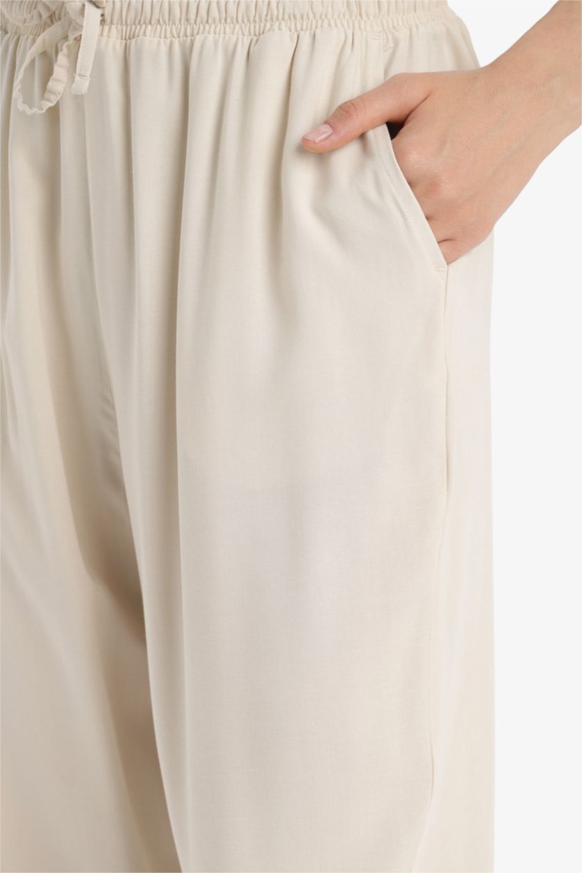 WOMAN Beige Normal Waist Ankle Length Jogger Pants