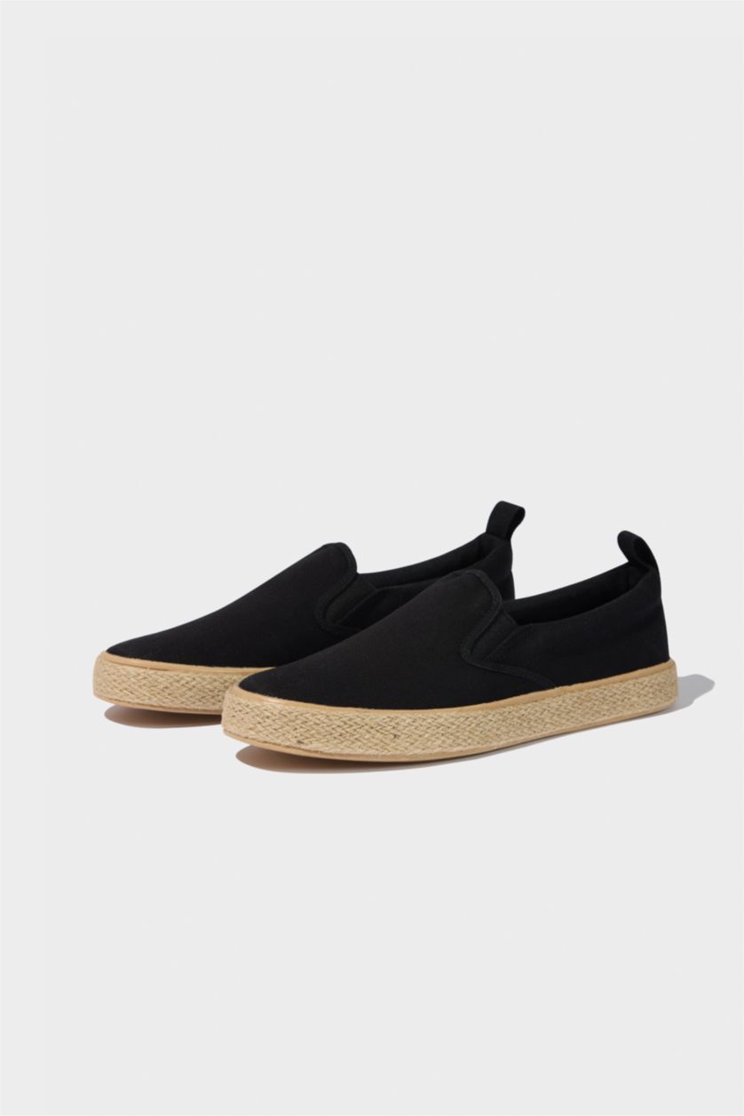 MAN Black Man Flat Sole Espadrille Shoes