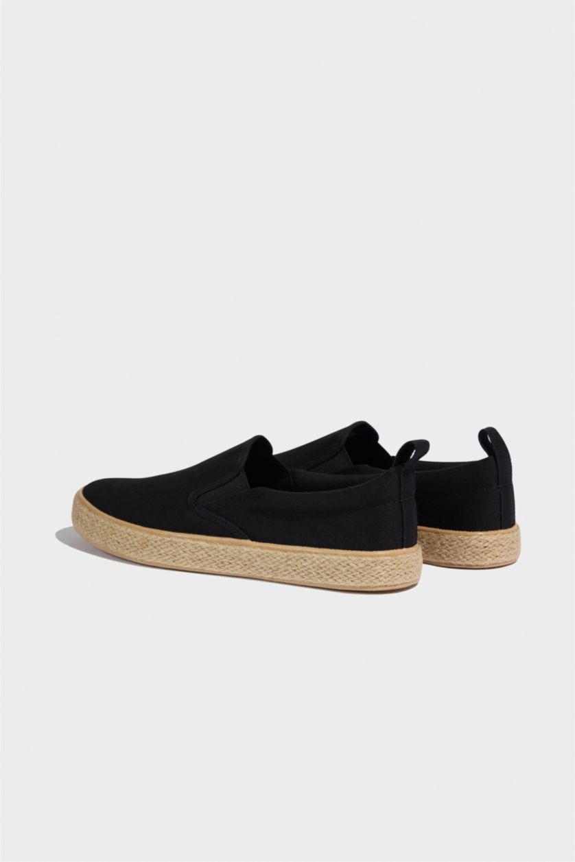 MAN Black Man Flat Sole Espadrille Shoes