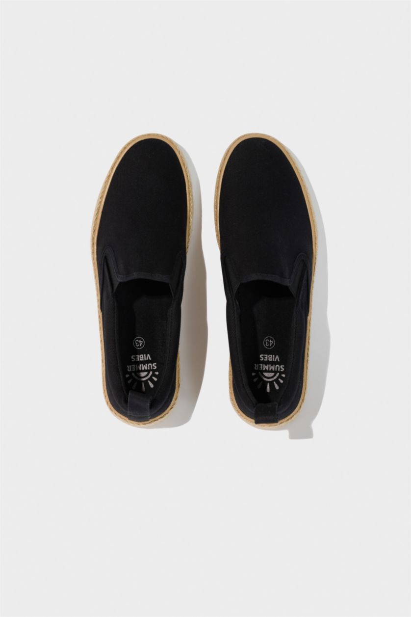 MAN Black Man Flat Sole Espadrille Shoes