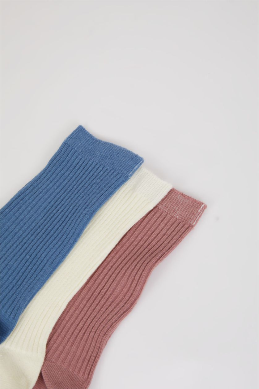 Kadın Karma Kadın Rahat Lastikli 3'lü Pamuklu Uzun Çorap