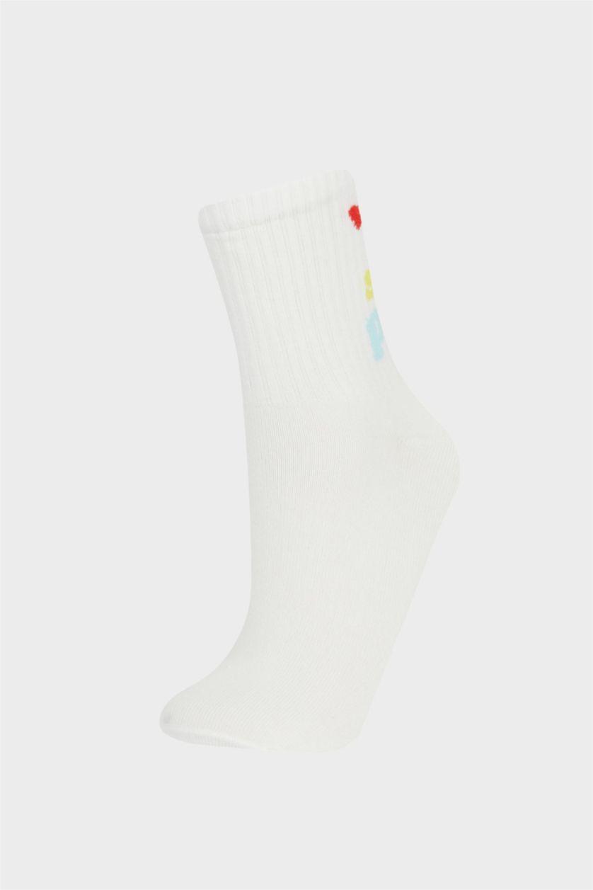 نساء أبيض (000) جوارب طويلة قطن نسائي - 3 قطع